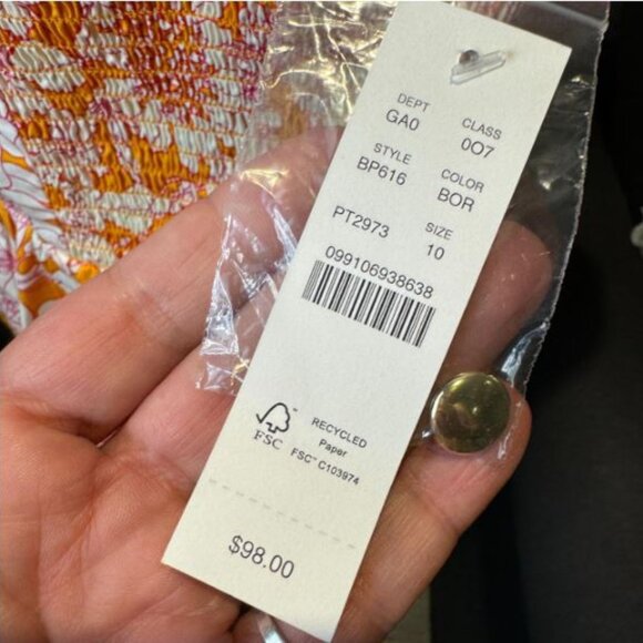 J Crew NWT Retail $98 Sz 10 Tie-front button-up peplum top floral cotton poplin - Picture 3 of 4